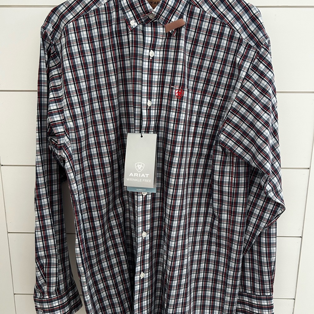 Ariat Men's Plaid Shirt - Red and Blue